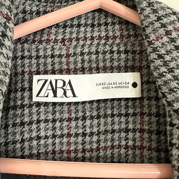 ZARA oversized plaid Blazer, size XS, elbow patches - Picture 4 of 6